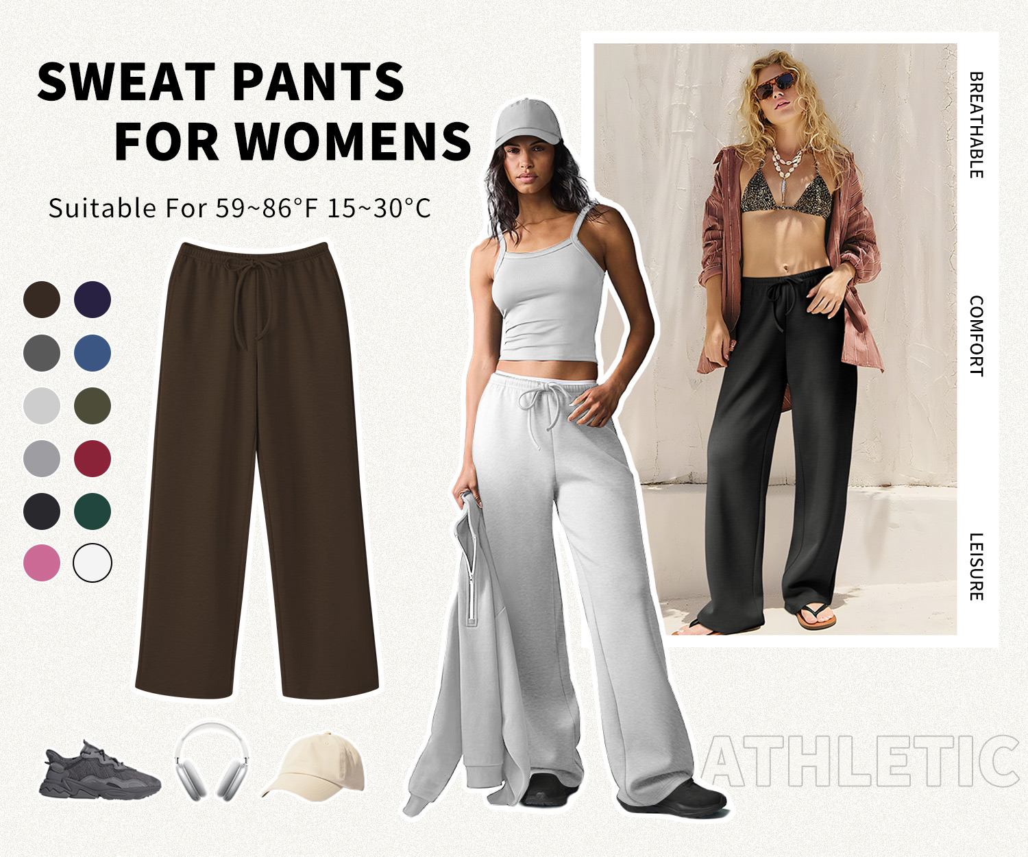 Temofon Women's Straight Leg Low Rise Sweatpants photo 2