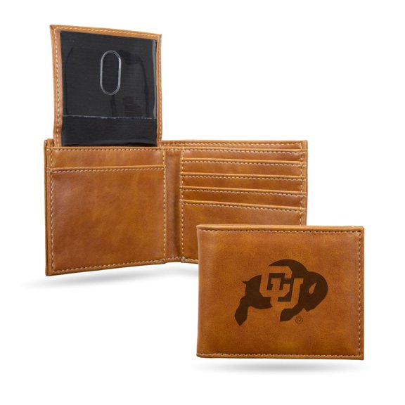 Colorado NCAA Buffaloes Brown Bilfold Wallet with clear ID display