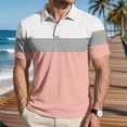 thumbnail image 2 of Men's Polo Shirts Short Sleeve Cotton Pique 3 Button Classic Fit Casual T-Shirt Performance Golf Shirts, 2 of 6