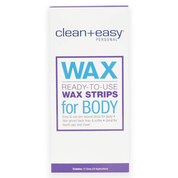 Clean + Easy Tiras preenceradas listas para usar para tratamiento de depilación de cuerpo completo Elimina el vello fino a grueso Ideal para pieles sensibles 12 unidades