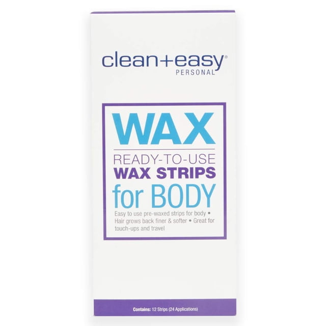 Clean + Easy Tiras preenceradas listas para usar para tratamiento de depilación de cuerpo completo Elimina el vello fino a grueso Ideal para pieles sensibles 12 unidades