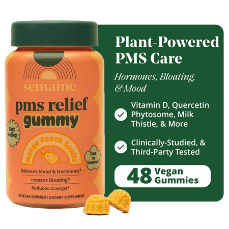 Semaine PMS Relief Gummy 48 Count – Helps with Cramps, Uplifts Mood & PMS with Quercetin & Lemon Balm