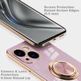 thumbnail image 5 of Compatible with iPhone 13 Pro Ring Holder Stand Case Glitter Plating Rose Gold Edge 360 Rotation Kickstand for Women Slim Soft Flexible TPU Protective Cover Case - 6.1 Inch (2021), LightGreen, 5 of 7