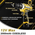 thumbnail image 5 of TLGREEN 12V Cordless Drill Tool Set - 139 Piece, 2Ah Battery, 2-Speed Adjustable Power & Rapid Charging Magnetic drill, Home Tool Kit for DIY, Repairs, Gift for Father, Yellow, 5 of 9