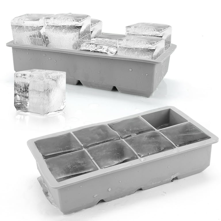 Ticent Ice Cube Tray Large Ice Cube Mold (Pack of 2) - Flexible 8