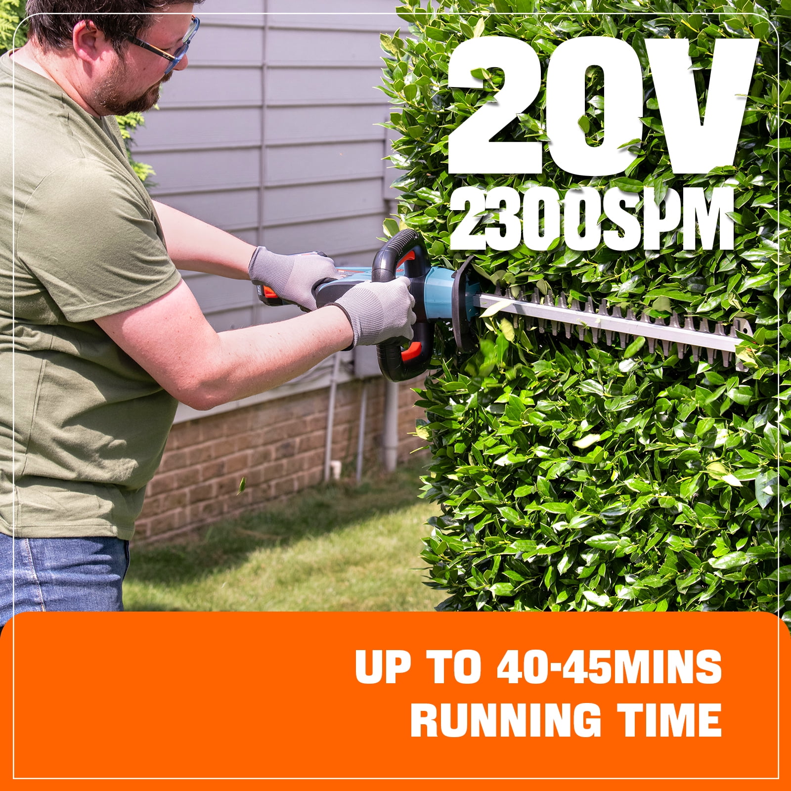 SENIX 20V Max* 21-inch Cordless Hedge Trimmer with 2.0Ah Battery & Charger Included, Dual-Action and Double-Sided 3/4" Cutting Capacity, HTX2-M