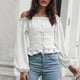 thumbnail image 5 of Camisa de mujer con hombros descubiertos, mangas largas con cordones en la cintura, corsé, camisas c Tomshoo  Extragrande, 5 of 7