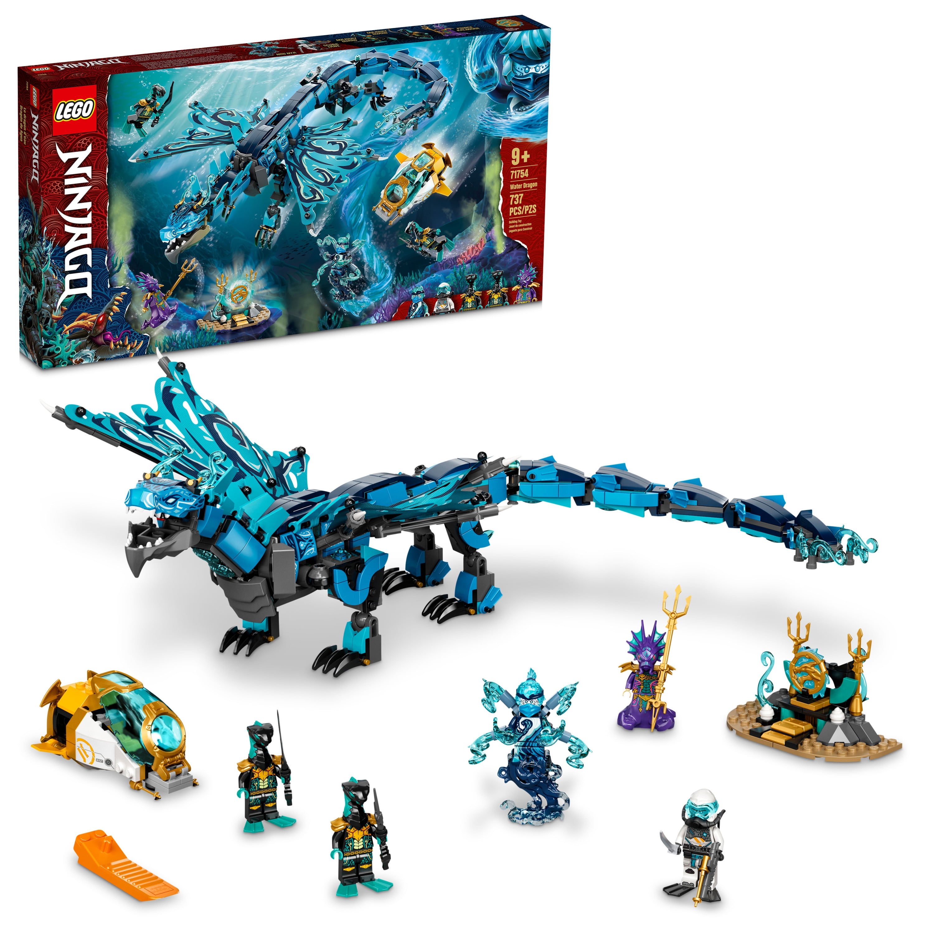 LEGO Water Dragon 71754 Building Set with 5 Minifigures and Weapons, Ninja Gifts for 9 Plus Years Old Kids, Boys Girls - Walmart.com