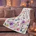 thumbnail image 6 of White Watercolor Orchid Garden With Pink, Watercolor Botanical Style for Botanical Art Enthusiasts, Housewarming Gift with Cozy Flannel Blanket, Home Decor for Bedroom And Living Room And Sunroom, 6 of 9