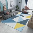 thumbnail image 4 of Milan Traditional Living Room Rug Modern Geometric Pattern Kaleidoscope Triangles Cream Blue Yellow Anti-Slip Rug Bedroom - 120 x 160cm, 4 of 4