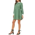 thumbnail image 4 of INSPIRE CHIC Robe-Chemise à Carreaux pour Femme à Manches Longues Boutonnée à Col Pointu S Vert, 4 of 5