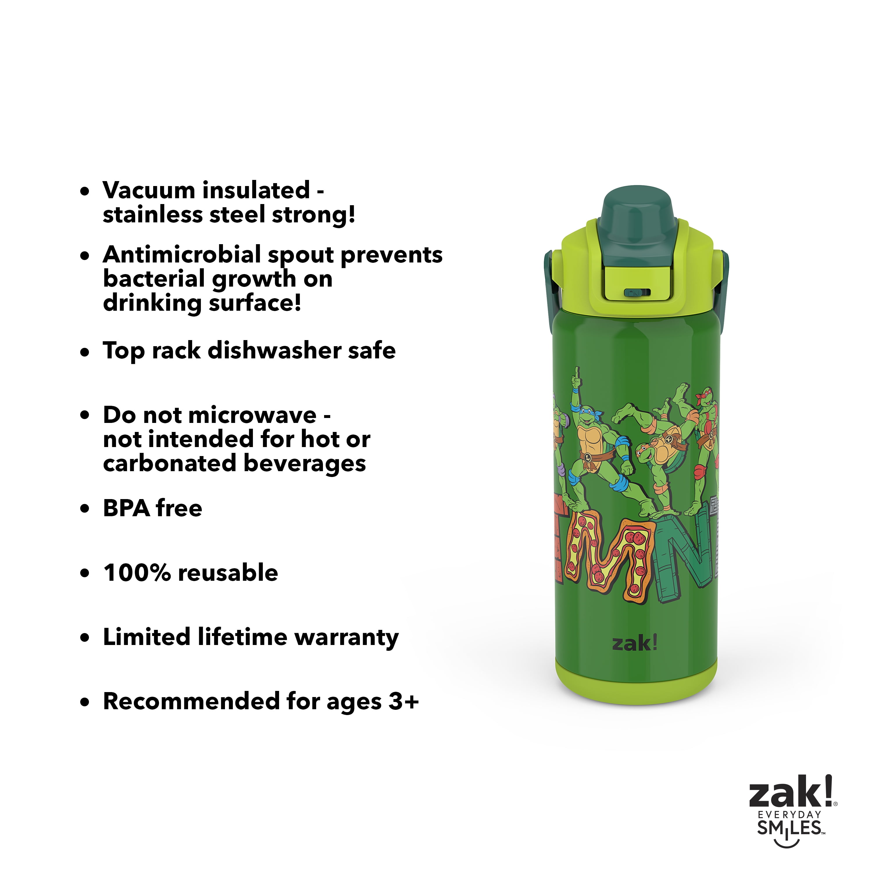 Zak! Designs Dinomite Stainless Steel Double Walled Water Bottle