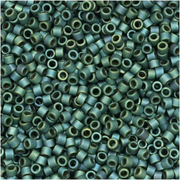 Miyuki Delica Seed Beads, 11/0 Size, 6.6 Gram Tube, #373 Matte Metallic Leaf Green