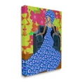 thumbnail image 3 of Stupell Industries Woman In Blue Retro Floral Pattern Botanical & Floral Painting Gallery Wrapped Canvas Print Wall Art, 3 of 5