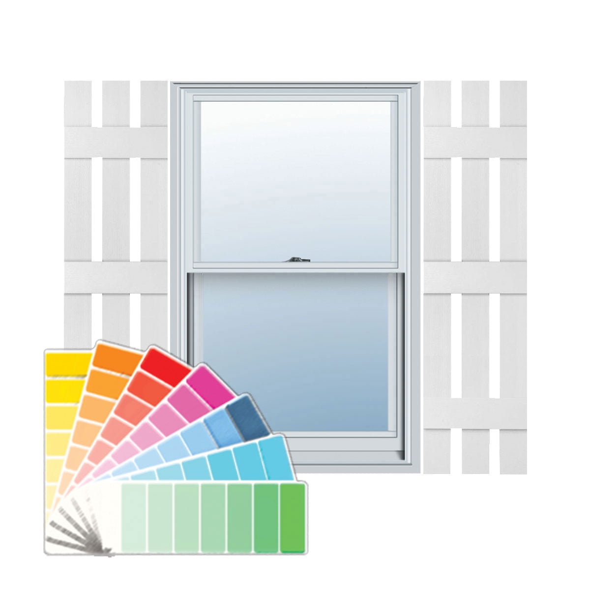 Photo 1 of 12W x 67H Mid-America Vinyl, Standard Size Three Board Spaced Shutters, w/Installation Shutter-Lok's Matching Screws, 030 - Paintable