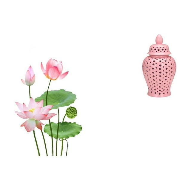 Adhesivo De Pared De PVC Retro Y Jarrón De Porcelana Con Diseño De Jengibre, Adorno Floral Decorativo Para Sala De Estar, Cocina, Sofá, TV, Fondo, Decoración Del Hogar.