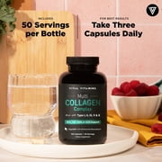 Vital Vitamins Multi Collagen Complex Capsules - Type I, II, III, V, X - Hair, Skin, Nails - 150 Ct