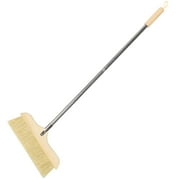 Solid Wood Bristle Broom Carpet Brush Soft Bristle Broom Stainless Steel Handle Push Broom Scrub Mop Indoor Broom