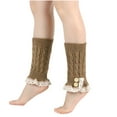 thumbnail image 4 of Kaliqueen Women Cable Knitted Leg Warmers Lace Trim Double Button Short Leg Cuffs Boot Winter Warmers, 4 of 5