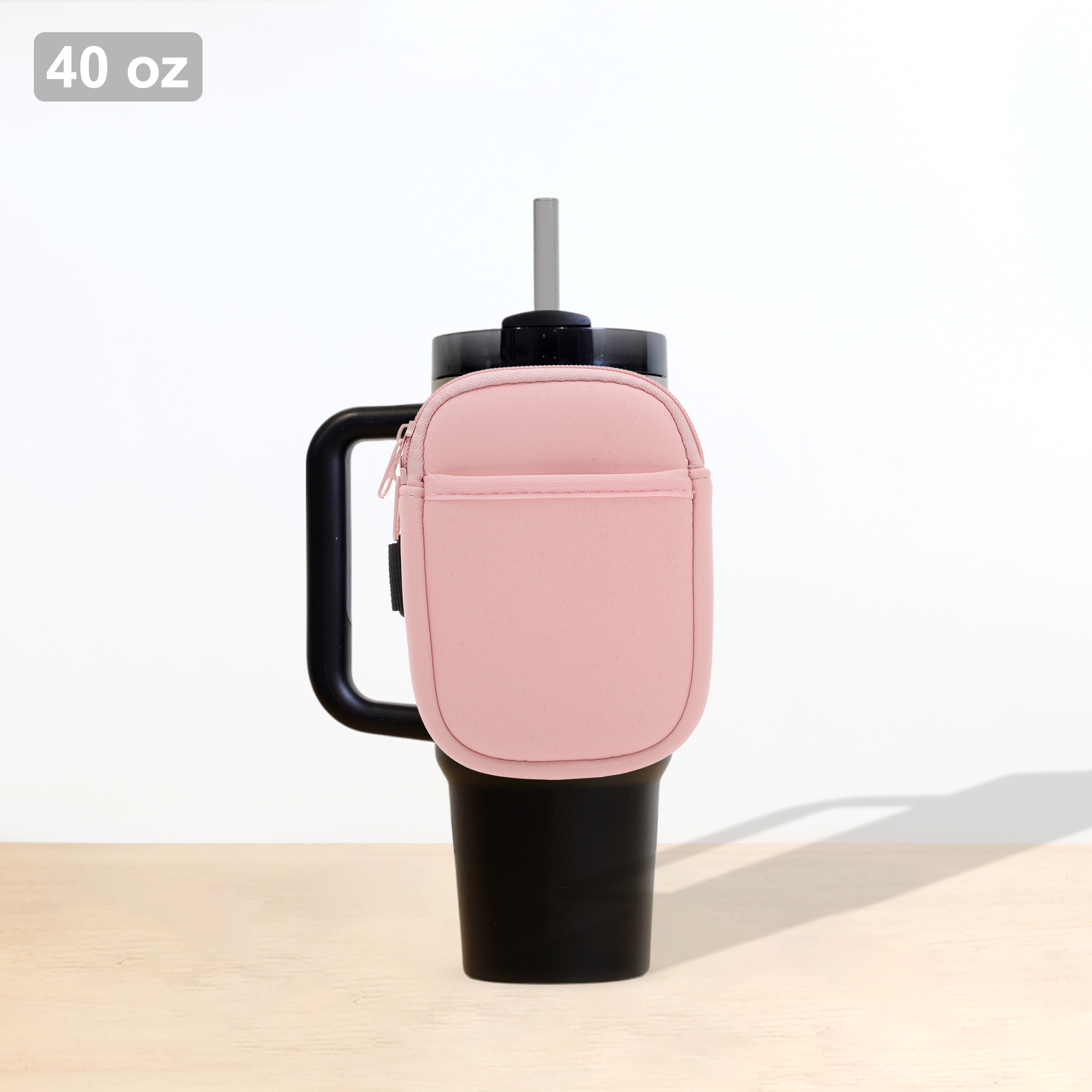 Unique Bargains 1Pc Durable Water Bottle Pouch With 2 Pockets Light Pink