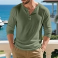 thumbnail image 3 of yillto Ribbed Long Sleeve Tops for Mens V Neck Buttons Slim Shirts Athletic Gym Lightweight Tee, 3 of 7