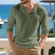 thumbnail image 4 of pstuiky camisas de manga larga para hombre, Top informal holgado de color liso con medio botón, mangas largas y cuello redondo para hombre Tops de hombre m, 4 of 9