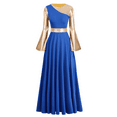 thumbnail image 5 of FYMNSI Women's Metallic Praise Dress Liturgical Worship Dance Dress Long Sleeve Patchwork Cross Special Hem Dress with Waistband, 5 of 7