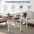 thumbnail image 5 of Modern Oval Coffee Table, Tempered Glass Center Table with Metal Legs for Living Room Home Decor Furniture,Transparent, 5 of 7