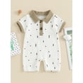 thumbnail image 2 of Bagilaanoe Newborn Baby Boy Summer One-pieces Print Short Sleeve Jumpsuit 3M 6M 12M 18M 24M Infant Romper Casual Clothing, 2 of 7