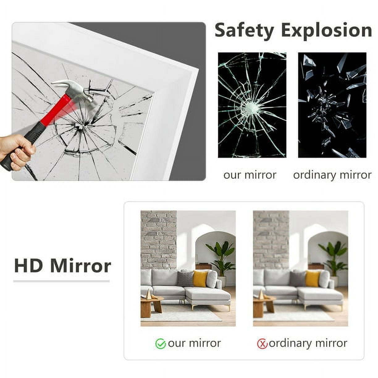 47" x 16" Rectangular Full Length Mirror Hanging Mirrors for Door Wall Mirrors White