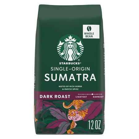 Starbucks Sumatra Whole Bean Coffee Dark Roast 12 oz - Best by 9/24