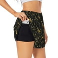 thumbnail image 1 of Balery Christmas Gold Deers1 Pantalones cortos deportivos para mujer con forro y dos bolsillos, elásticos, para entrenamiento, gimnasio, yoga-X-Large, 1 of 7
