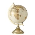 thumbnail image 6 of Explorers Globe, Incised Details, Ivory, Beige With Gold Accents, Mapped with Locations, Longitudes and Latitudes, Resin, Crescent Stand Mounted, Circular Gallery Base, 12.2 Inches Tall, 6 of 6