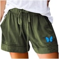 thumbnail image 3 of Trendfront Women's Plus Size High Waisted Butterfly Embroidery Shorts Elastic Tie Waist with Pockets Casual Summer Shorts, 3 of 7