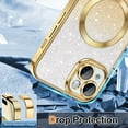 thumbnail image 5 of Cute Luxury Case for Apple iPhone 15 Glitter Magnetic Case for Girls Women Bling Sparkle Shining Glitter Luxury, Gold, 5 of 6