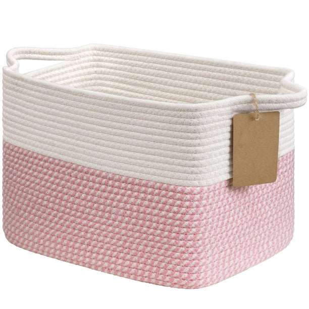 Cesta de Almacenamiento Goodpick 33x25x23 cm Cuerda de Algodón Rosa