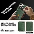 thumbnail image 5 of ELEHOLD For iPhone 12 Pro / 12 6.1" Case with Magnetic Detachab Card Holder, Faux Leather Shockproof Cover Anti-Scratch Slim Wireless Charging Wallet Case , Green, 5 of 10
