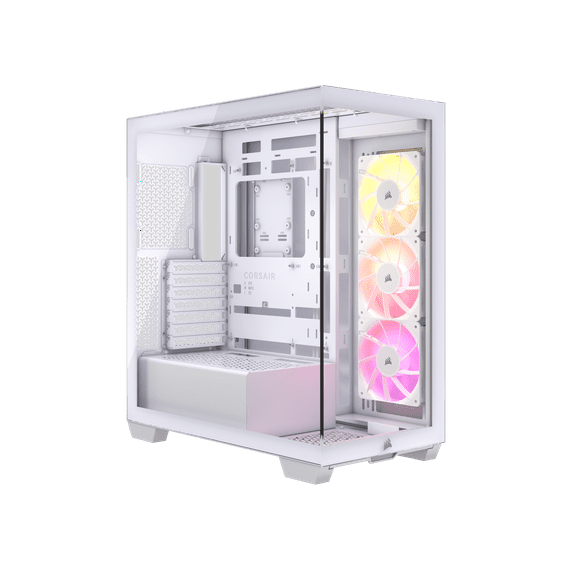 CORSAIR 3500X ARGB Tempered Glass Mid-Tower PC Case, White – 3x Pre-Installed RS120 ARGB Fans – Reverse Connection Motherboard Compatible – Fits up to 10x 120mm Fans