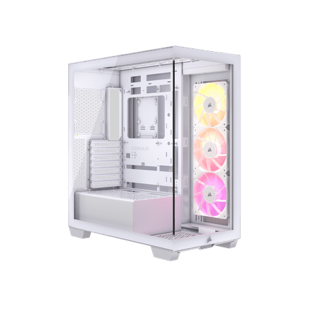 CORSAIR 3500X ARGB Tempered Glass Mid-Tower PC Case, White – 3x Pre-Installed RS120 ARGB Fans – Reverse Connection Motherboard Compatible – Fits up to 10x 120mm Fans