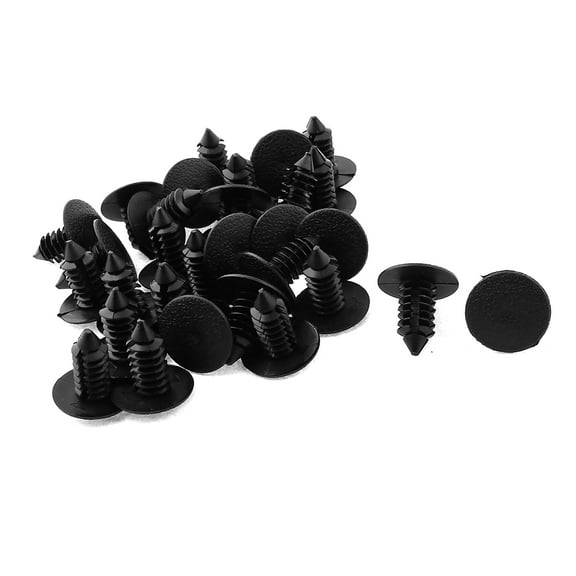 Unique Bargains  8mm Hole Dia Black Plastic Rivets Push in Type Defender Fastener Clips(30-pack)