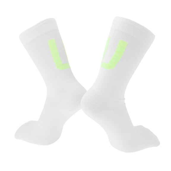 Unique Bargains Cycling Socks Quick-DryingSweat-Absorbent Anti-Friction Outdoor Bike Socks White Size l Neutral and Universal 1 Pair Luminous Letter U