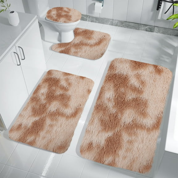 Bathroom Rugs Sets 4 Piece with Lid Cover Bathroom Shower Rugs with U-Shaped Contour Toilet Mat Absorbent Plush Bath Mats Non Slip Bath Rugs Machine Washable Bathroom Floor Mats
