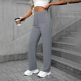 thumbnail image 3 of Chiccall Women's Stretchy Yoga Sweatpants Wide Leg High Waisted 4 Buttons Fashion Front Back Packets Long Pants for Casual or Work, 3 of 6