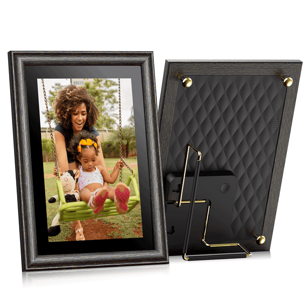 JEEMAK Brown WiFi Digital Photo Frame 10 Inch, Smart Digital Picture