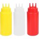 thumbnail image 1 of 3pcs seasoning bottle sauces bottle 3 hole condiment squeeze bottle with lid ketchup dispenser for dressing sauces ketchup, 1 of 5