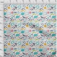 thumbnail image 4 of oneOone Rayon White Fabric Ocean Life Craft Projects Decor Fabric Printed By The Yard 56 Inch Wide, 4 of 5