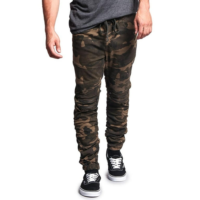 Victorious Men's Scrunch Stacked Biker Twill Jogger Pants