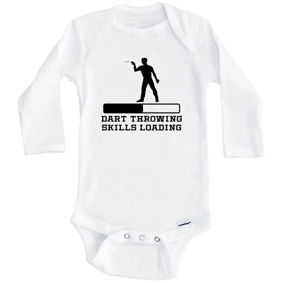 Dart Throwing Skills Loading Funny Darts Humor One Piece Baby Bodysuit (Long Sleeve), 0-3 Months White