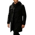 thumbnail image 2 of Ceisia Men's Solid Duffle Coat Hooded Toggle Button Long Wool Blend Overcoat With Side Pockets For Outdoor Wear Gift, 2 of 5