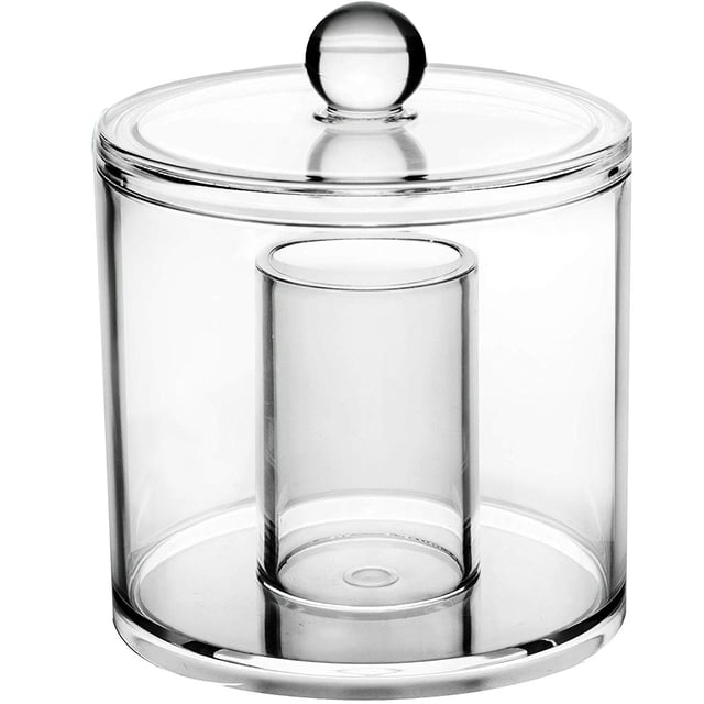 Clear Acrylic Material Bathroom Storage Canister, Cotton Ball Organizer with Easy Clean Surface, Strong and Durable for Multipurpose Storage and Decorative Design